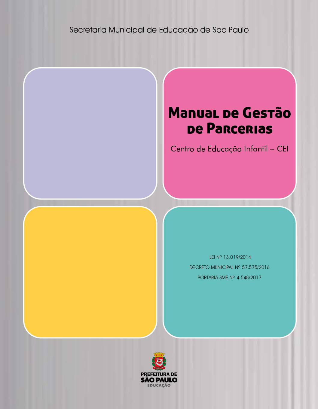 O presente Manual tem como objetivo fornecer subsídios práticos relativos aos procedimentos contidos na Portaria SME nº 4.548/2017, nos termos da Lei nº 13.019/2014, conhecida como o Marco Regulatório das Organizações da Sociedade Civil - MROSC, que estabeleceu novo regime jurídico e alterou os procedimentos gerais e obrigatórios para a celebração de parcerias entre a Administração Pública e as Organizações da Sociedade Civil, e do Decreto Municipal nº 57.575/2016.