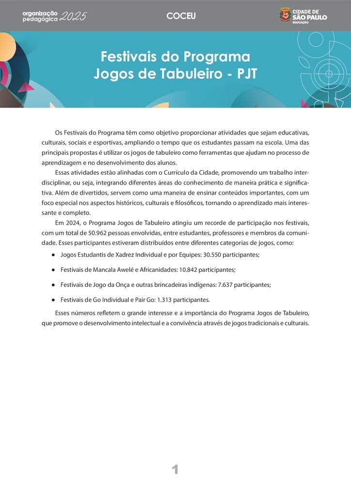 Este conteúdo é parte integrante do documento “Organização Pedagógica - 2025”. Código da Memória Documental: SME56/2025