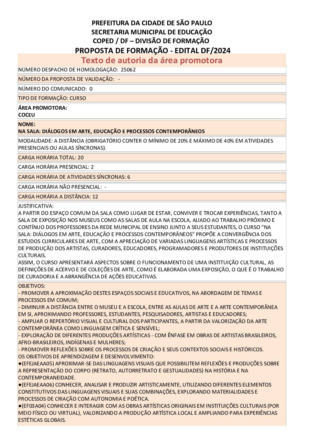 PROPOSTA HOMOLOGADA PELA SME.