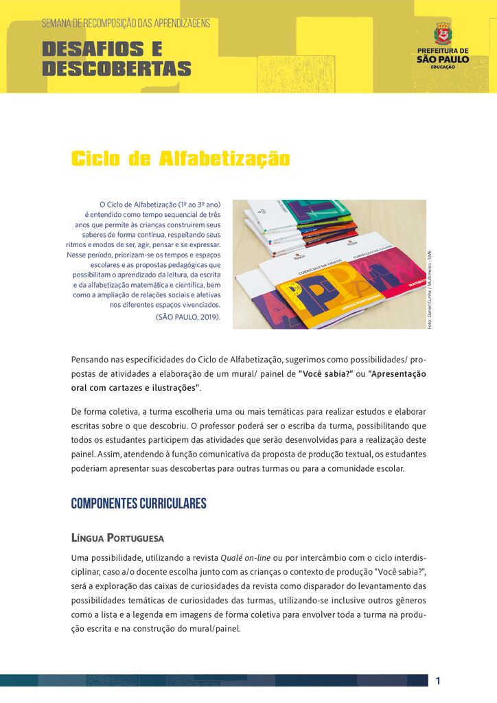 Semana de Recomposição das Aprendizagens: Desafios e Descobertas:  Ciclo de Alfabetização